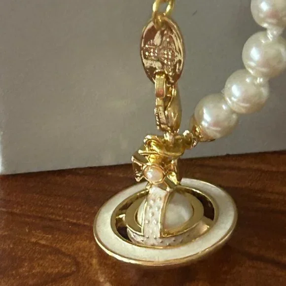 Vivienne Westwood SIMONETTA 3D Orb ENAMEL Pearl Choker Necklace - Picture 3 of 13